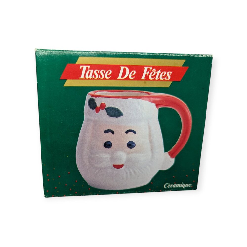 Vintage 1989 Mount Clemens Pottery Santa Claus Ceramic Figural Christmas Mug NIB
